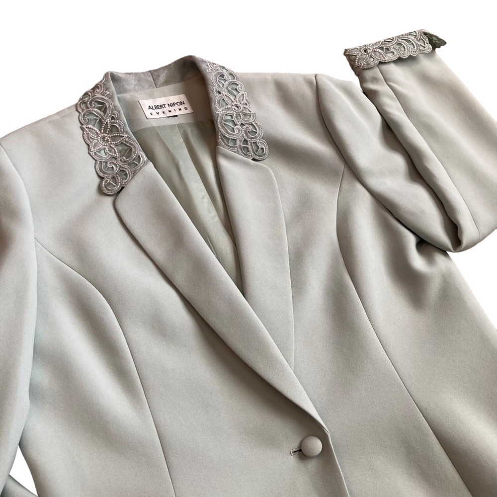 Albert Nipon Evening Mint Green Blazer Jacket Wit… - image 2